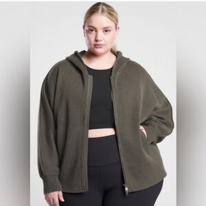 Athleta Aurora Dolman Sleeve Cardigan Sweater Size 2x Zipper Hood Pockets 599666